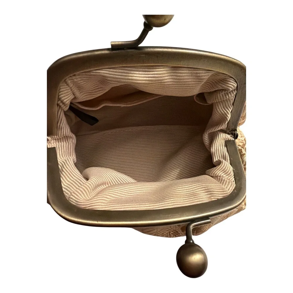 Vintage 90s y2k Talbots compact clutch coin purse cosmetic bag gold kiss lock